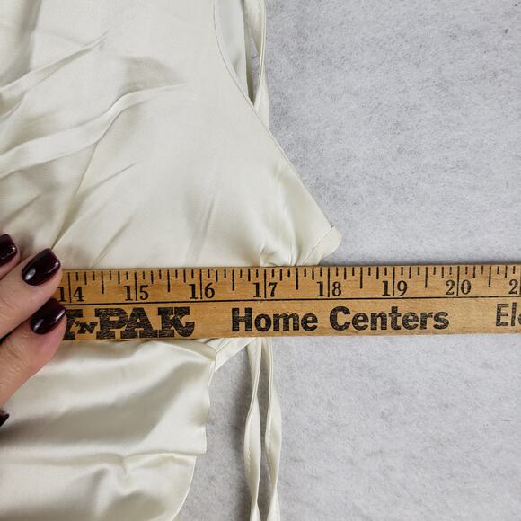 Romantic Size S‎ Plunge Neck Ruched Satin Mini Dress White Etheral Fairycore - Picture 4 of 12